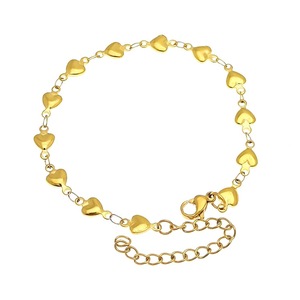 Bracelet en acier inoxydable en forme de cœur pour femme, bijoux fantaisie couleur or, à porter au quotidien, bracelet de cheville, bracelet à breloques, bijoux raffinés - Product Image 3