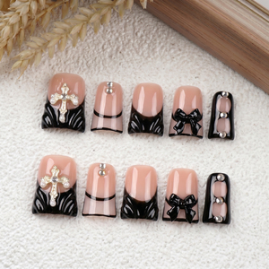 Conception originale ODM, ongles en acrylique faits à la main en 3D, courbes françaises, pose complète, PMMA, <span class=keywords><strong>faux</strong></span> ongles doublement embossés - Product Image 3