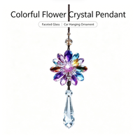 Ornement suspendu pour voiture en cristal artificiel K9, pendentif fleur, décoration de rétroviseur, prisme à facettes, fait main, Zhejiang, décoration automobile