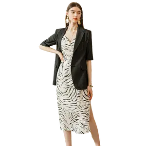 High End Design Unique Exclusive Original Acetate Silk Party Dress Blazer Set women's Casual Dress