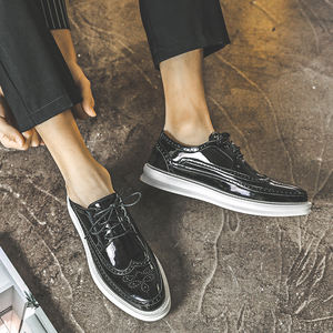 Classy Designers Thick Sole Lace up <strong>Brogue</strong> Pattern Wholesale Men Wedding <strong>Patent</strong> Leather Dress Shoes and Oxfords - Product Image 6