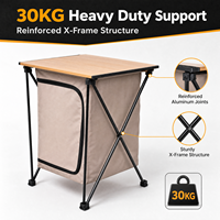Table de rangement pliable portable en alliage d'aluminium et tissu Oxford multi-compartiments pour pique-nique, barbecue, voyage et famille en extérieur