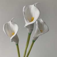 Fleur artificielle haut de gamme L-292, faux lys calla blanc en PU à longue tige pour décoration de mariage, fête des mères, vente en gros