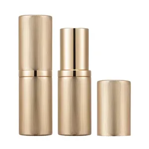 HUIHO New Design Gold 12.1/12.7mm Custom Logo Lipstick Tube Cosmetic Packaging Empty Refillable Aluminum Lipstick Case