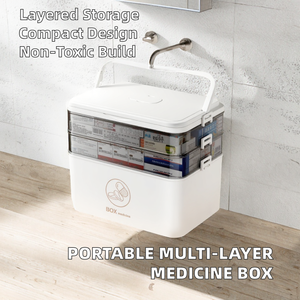Grande boîte à médicaments domestique portable pliable stockage pharmaceutique <span class=keywords><strong>compartiment</strong></span> multicouche PP trousse de premiers soins à domicile - Product Image 2