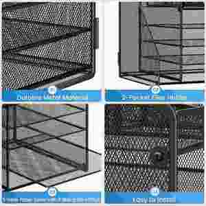 5-Tier <b>Metal</b> Mesh Desk Organizer with 1 <b>File</b> Holder & 7 Flexible Dividers Customized Logo Black for Office & Home - Product Image 6
