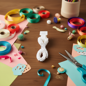 ILAN <b>Pom</b> <b>Pom</b> Ribbon 1cm x 3m <b>White</b> Craft Decor - Product Image 3