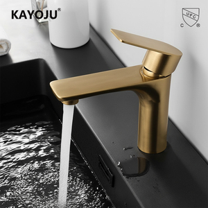 Phòng tắm lưu vực Vòi màu vàng cơ thể đồng tốt, hộp mực gốm, hợp kim kẽm xử lý, và điều chỉnh nước nóng và lạnh - Product Image 4