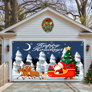 Striscione Rosso per Porta del Garage 'Buon <span class=keywords><strong>Natale</strong></span> <span class=keywords><strong>e</strong></span> <span class=keywords><strong>Felice</strong></span> <span class=keywords><strong>Anno</strong></span> <span class=keywords><strong>Nuovo</strong></span>' con Fiocchi di Neve, Personalizzabile per Interni ed Esterni - Product Image 2