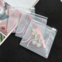 Sac zippé transparent personnalisé de luxe avec logo, petit sac en plastique réutilisable pour cadeaux, accessoires, pochette à bijoux
