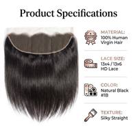 Frontal en dentelle HD 13x4 de qualité supérieure, 100% cheveux humains vierges bruts, pré-épilé, ligne de cheveux naturelle, effet cuir chevelu fondu, sans colle