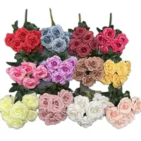 공장 뜨거운 판매 여러 색상 인공 장미 꽃 지점 웨딩 장식 도매 1