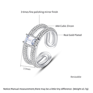 LUOTEEMI 90S Cristal À La Mode Doigt Zircon De Luxe Punk Bijoux Iced Out Géométrique Carré Pierre Femme Anneau - Product Image 2