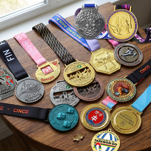 Medallas Deportivas Personalizadas de Esmalte, Medalla de Fútbol, Maratón, de Aleación de Zinc con Logotipo en Relieve, Medalla de Metal Dorada para Campeonato de Karate y Jiu Jitsu - Product Image 1