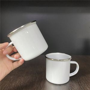 White Coated Mugs Campfire Steel <b>Metal</b> Vintage 11Oz 12Oz Enamel Camping Tin Enamelled Sublimation Mug - Product Image 4