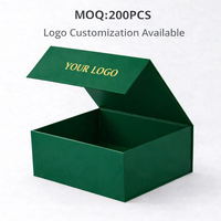 Emballage cadeau de luxe durable et recyclable, boîte pliante magnétique en carton rigide vert avec logo personnalisé découpé, impression personnalisée à chaud