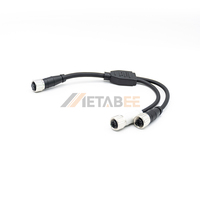 Cable Adaptador Divisor en Y M12 de 8 Pines con Código A Hembra a 2x M12 de 4 Pines Hembra, Conjunto de Cables Dobles para Distribución de Señales de E/S