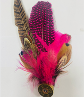 Personnalisé véritable plume garniture chapeau broche chapeau plume garniture pour bricolage artisanat hommes Cowboy Fedora chapeau Costume Cosplay chapellerie cheveux accessoire