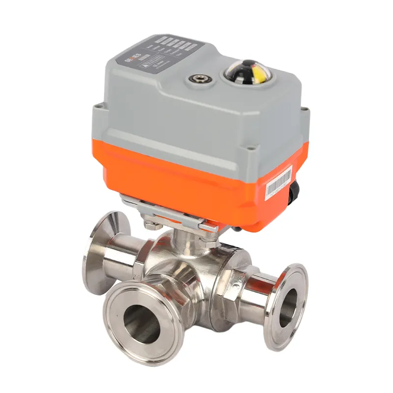 Sanitary 304 Stainless Steel Tri Clamp Straight Type Electric Motorized Water Actuator Ball Valve Dn15