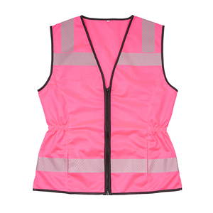 Gilet de course réfléchissant imperméable rose haute visibilité ANSI Classe 2 pour femmes, logo personnalisé, vêtements de sécurité pour la construction - Product Image 2