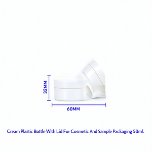 Botella de plástico color crema con tapa para envasado de cosméticos y muestras de 50 ml - Product Image 2