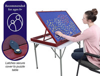 Chevalet de puzzle en bois réglable, surface de travail en feutre antidérapante, table de puzzle inclinable portable pour jusqu'à 1500 pièces