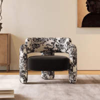 Fauteuil d'appoint noir rembourré avec accoudoirs, confortable pour la lecture, idéal pour la chambre, le bureau à domicile ou le salon