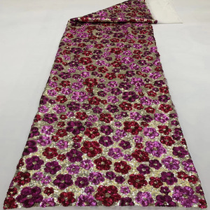 중국 여성 의류 자수 메쉬 레이스 블러셔 로즈 3D 꽃 장식 조각 얇은 명주 그물 직물 - Product Image 1