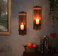 Support mural en bois écologique classique et tendance, 2 pièces, pour bougies, idéal chambre, salon, salle de bain, Noël – Vente directe usine