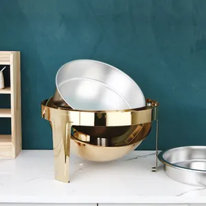 Luxe Chafer Schotel Buffetset Roestvrij Staal Commerciële Apparatuur Voedselwarmer Gouden Schuurschaal