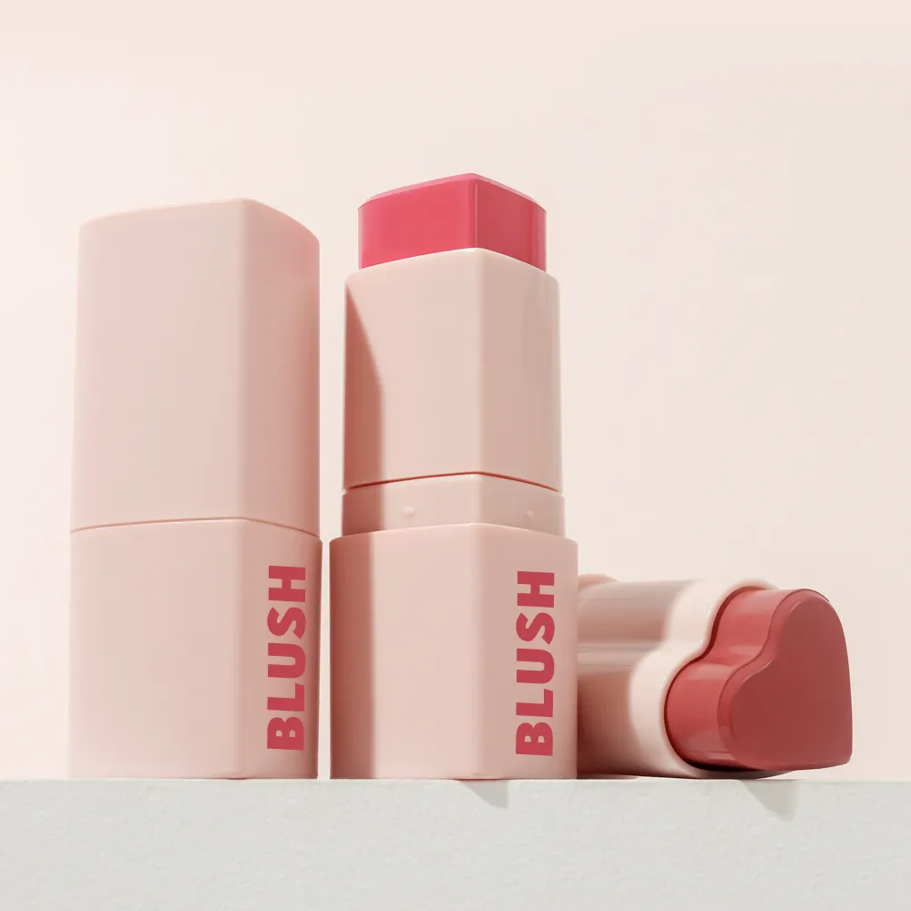 Großhandel Herzform Vegan Creamy Shimmer Blush Stick Make-up Private Label Bio-Wangen Matt getönte Kosmetik Herz erröten