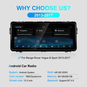 Navihua Écran rabattable 12,3 pouces, Qualcomm Android 13, GPS, autoradio stéréo pour Range Rover Vogue L405, système multimédia - Product Image 5