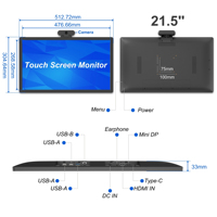 Monitor Táctil Plegable de 21.5 Pulgadas con Pantalla LCD Capacitiva, Compatible con Windows PC y Android BOX para Aeropuertos