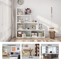 10 étagères bibliothèque, étagères bibliothèque d'angle en forme de L autoportantes, bibliothèques à 6 cubes en escalier, 5 étagères bibliothèque de rangement en bois