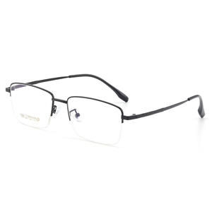 Monture de lunettes semi-cerclées rectangulaires pour homme Danyang 68011 en titane, anti-reflet, style business décontracté - Product Image 5