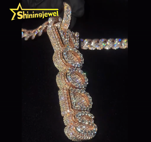 Best Selling Hip Hop Charms <strong>Pendant</strong> Customized Luxury Jewelry S925 <strong>Silver</strong> Iced Out VVS Moissanite Letter <strong>Initial</strong> Name <strong>Pendant</strong> - Product Image 3