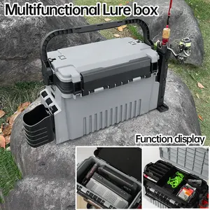 Outdoor Large Capacity Fishing Gear Storage Lure Box Plastic Portable Tackle Box With Rod Inserter Hoder