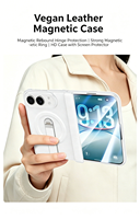 Étui de luxe en cuir avec support magnétique, charnière à ressort et protection d'écran intégrale anti-chute pour iPhone Duo