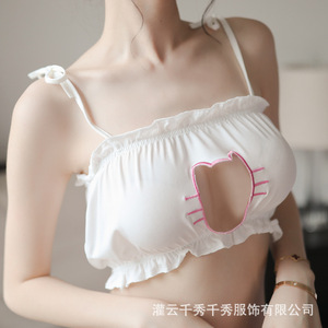 Ensemble de lingerie Tender Angel Passionné, culotte à découpes et à lanières, sexy, mignon et coquin, style uniforme de chaton - Product Image 5