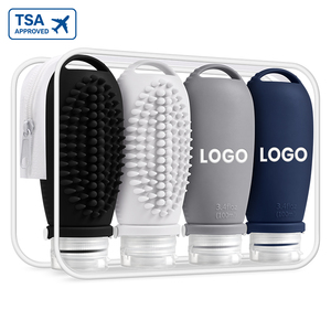 Ensemble <span class=keywords><strong>de</strong></span> 4 flacons <span class=keywords><strong>de</strong></span> <span class=keywords><strong>voyage</strong></span> <span class=keywords><strong>en</strong></span> silicone anti-fuite approuvés par la TSA, 100 ml, <span class=keywords><strong>pour</strong></span> articles <span class=keywords><strong>de</strong></span> toilette - Product Image 1