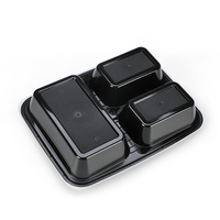 Boîte à repas jetable pour la restauration rapide, micro-ondable, 3 compartiments, emballage alimentaire en plastique, boîte à lunch avec couvercle