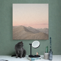 Décoration murale encadrée : Toile Paysage Montagne au Lever du Soleil Beige Avoine – Tailles personnalisées 12, 16, 20, 24 pouces