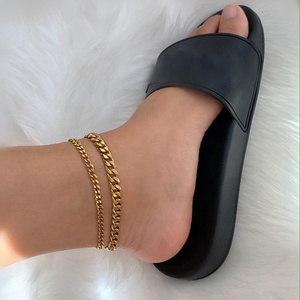 Chaîne cubaine classique pour femme, bracelet <span class=keywords><strong>de</strong></span> cheville en acier inoxydable couleur or pour l'été et la plage, cadeau <span class=keywords><strong>de</strong></span> bijoux pour femme - Product Image 1