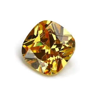 Ready to Ship 200 Pcs Best Supplier Factory Price Cushion Cut Synthetic CZ Golden Yellow Cubic Zirconia Stone