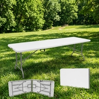 Table pliante en plastique de 244 cm (8 pieds) en HDPE moulé par soufflage, pliable en deux, portable, étanche, pour banquets, mariages, conférences en extérieur