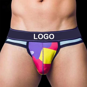 Sous-vêtements pour hommes CELINNE avec logo personnalisé, caleçons G-string, couleur unie, taille basse, respirants, en nylon et élasthanne tricoté - Product Image 3
