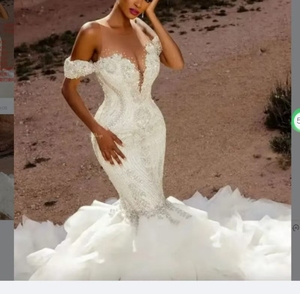 <span class=keywords><strong>2025</strong></span> New sequin đính cườm Ruffle công chúa Bridal Gown vestidos de novia boda dân sự cortos pha lê trắng ren Wedding Dress - Product Image 1