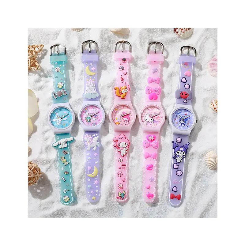 Hot Selling High Quality Cute Cartoon Sanrio Children Watch 3D Silicone Student Quartz Kids Watch For Children Birthday Gift