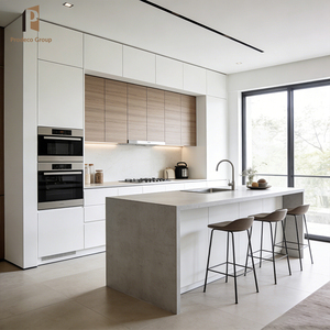 Modern White Kitchen <strong>Cabinet</strong> Set Simple Design Small Kitchen Use Full Set Installation Kitchen <strong>Cabinets</strong> - Product Image 2