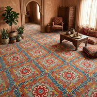 Moquette de bureau au design artistique de style bohème, tuiles de moquette en nylon 6.6 imprimées en HD sur mesure pour studios créatifs et salles de direction